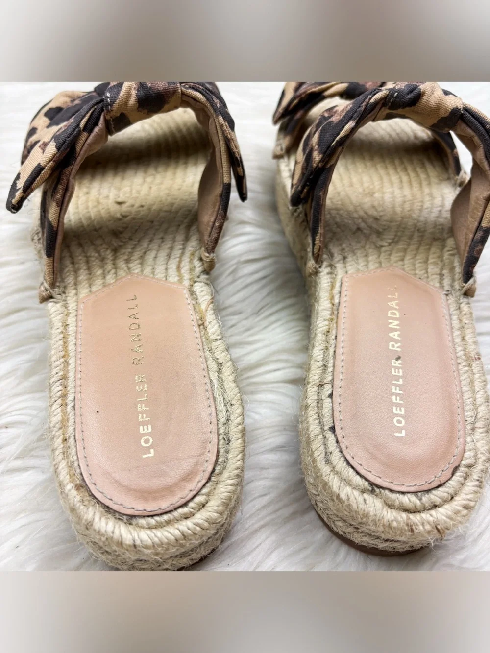 Loeffler Randall Leopard Print Bow Espadrille Sandals in Tan and Black